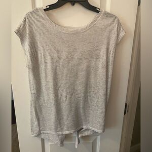 Athleta Grey Stripped T Shirt, medium